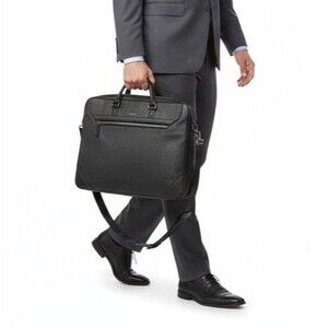 Tumi Briefcase Ashton Collins Zip Coated Canvas Textured Grey Laptop Case